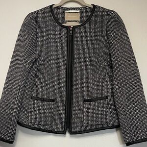 Banana Republic Black and White Tweed Blazer Sz 12. EUC
